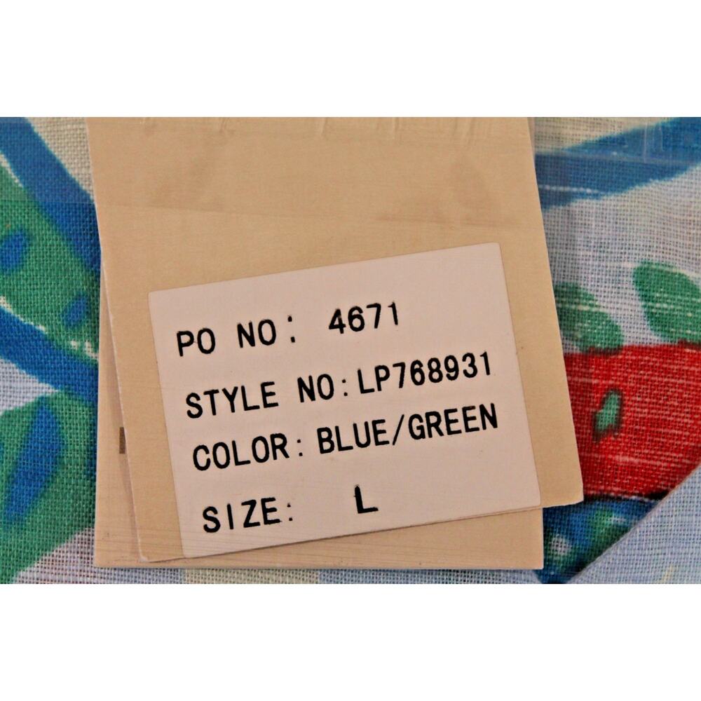 Hester Orchard Linen Blend Top Womens size L Blue Floral Topical Summer Blouse - Picture 9 of 10